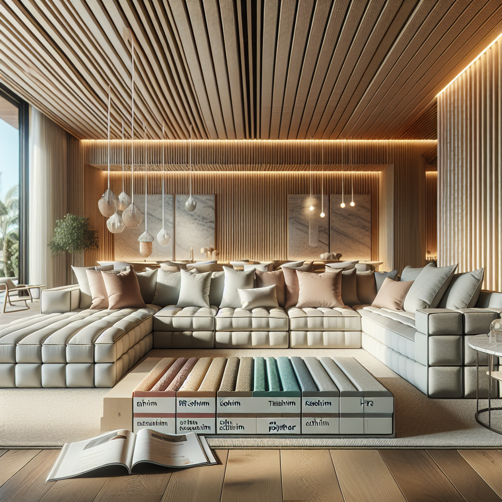 Modern woonkamer met een grote bank en stijlvolle decoratie.