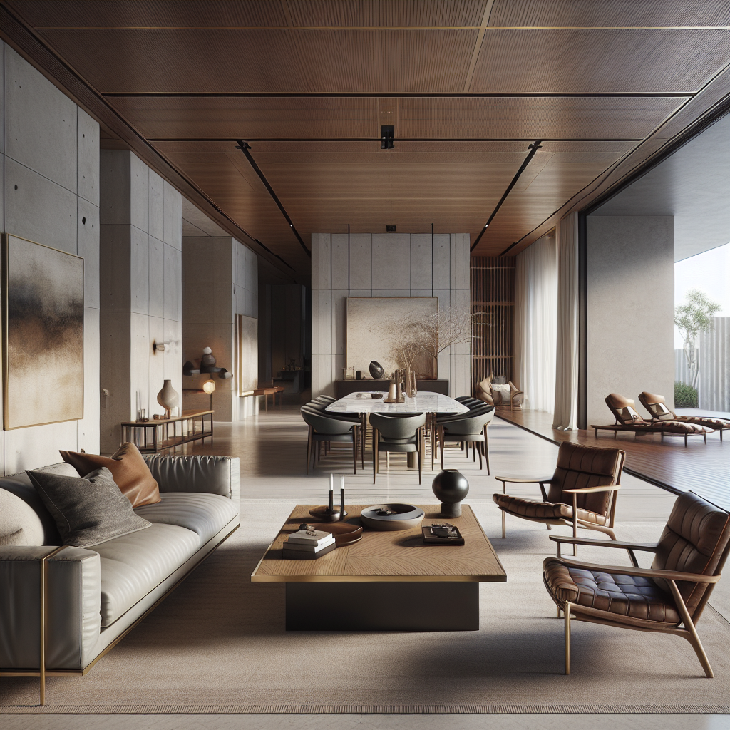 Moderne woonkamer met een ruime eethoek en elegant ingerichte meubels.
