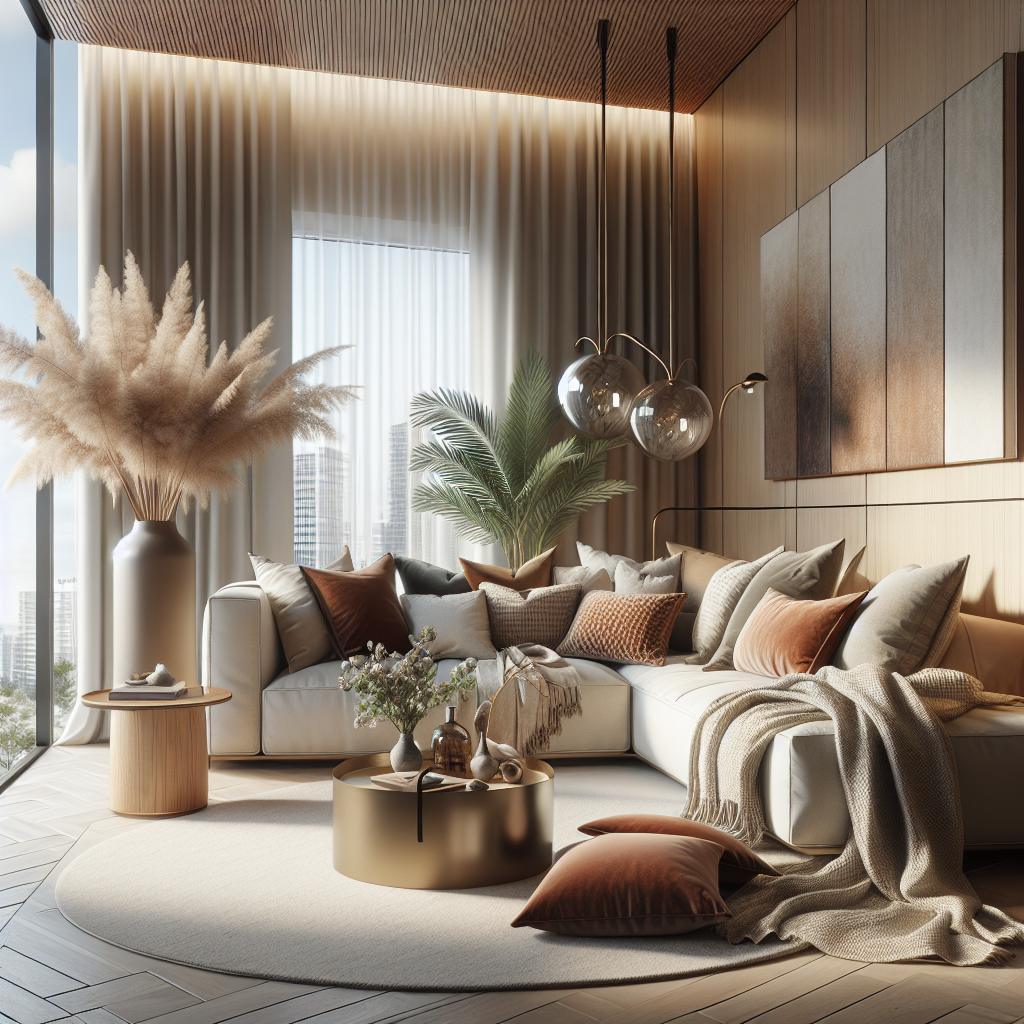 Een luxueuze, uitnodigende interieursetting met Scandinavische en hotel chic invloeden.