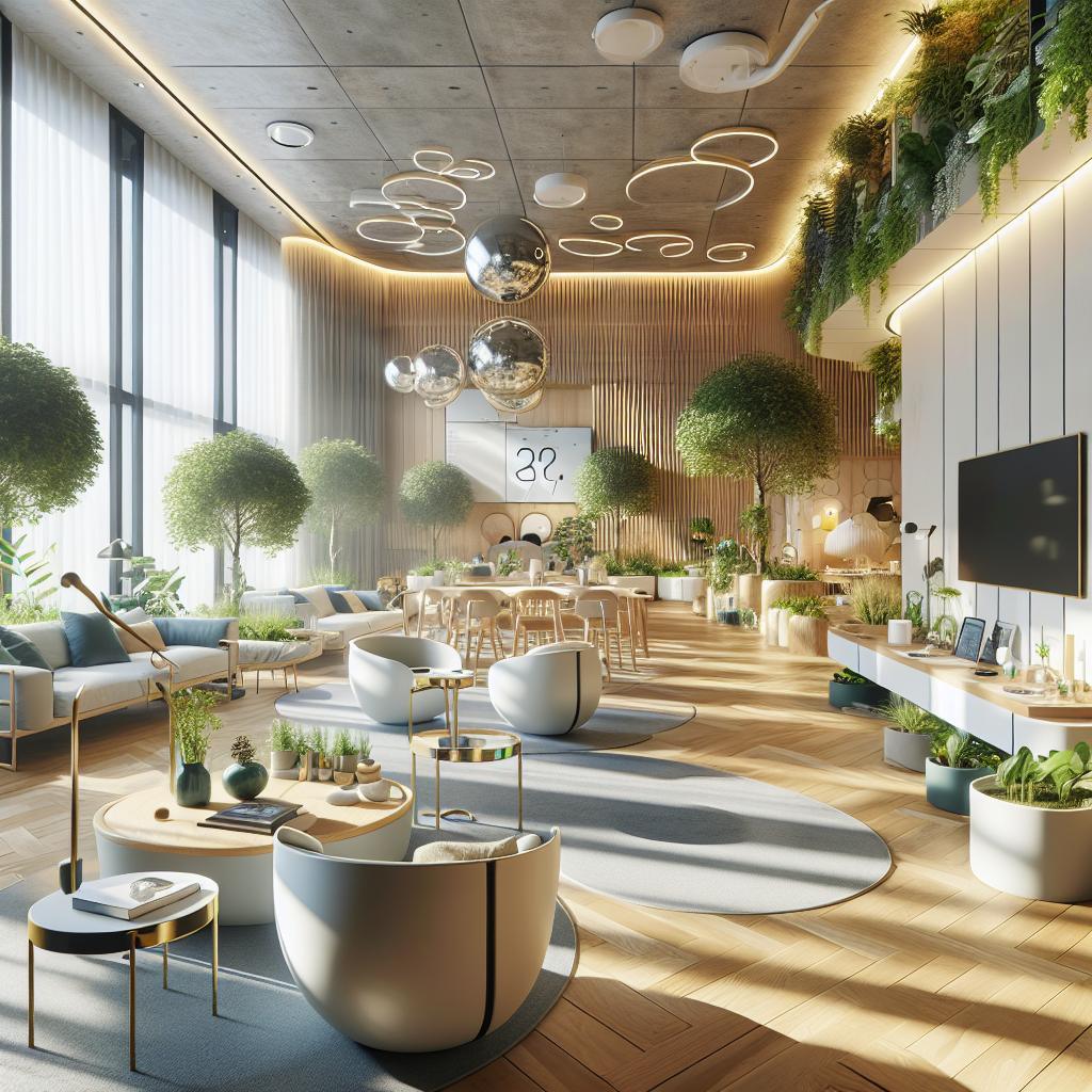 Hyperrealistische foto van duurzaam en stijlvol interieurdesign in Scandinavische setting.