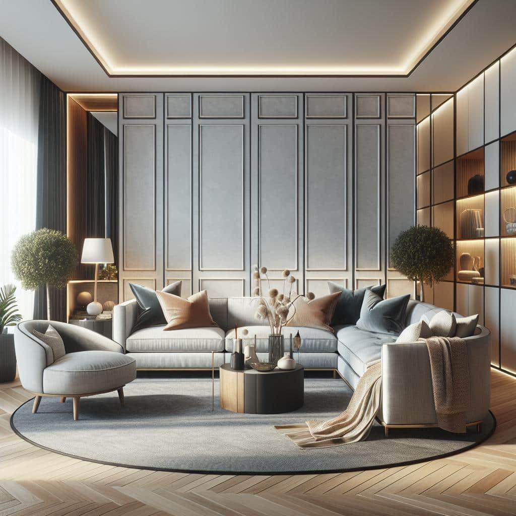 Foto van Hoekbank trends 2024: Scandinavische minimalisme met luxe hotelaesthetiek.