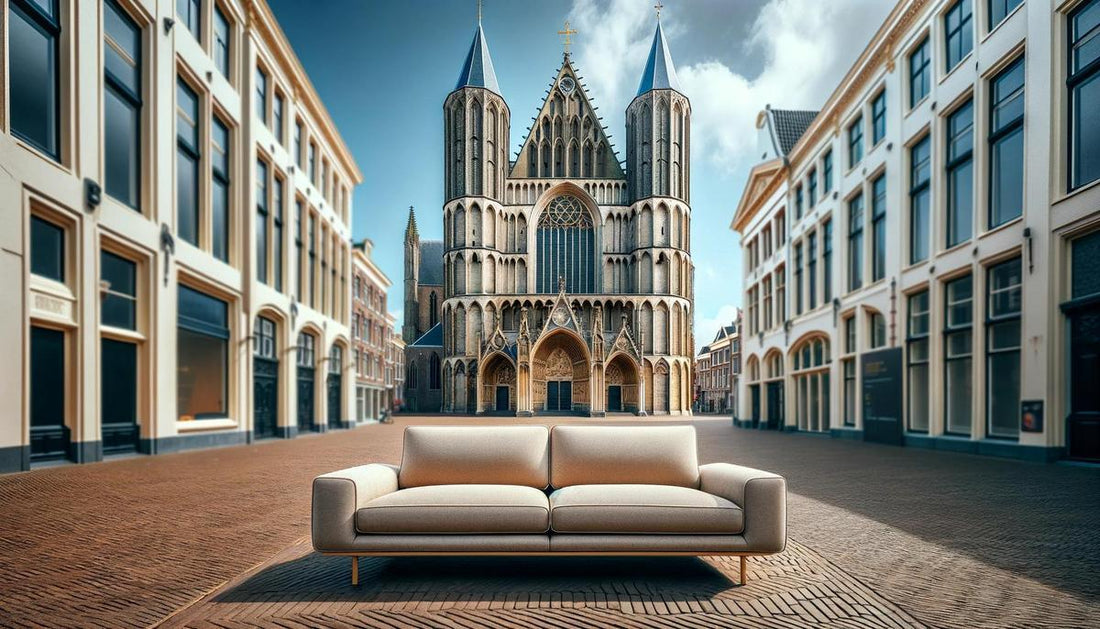 "Gotische kathedraal met dubbele torens in historisch stadscentrum op een heldere dag zonder mensen met geplaveide straat en klassieke Europese architectuur."