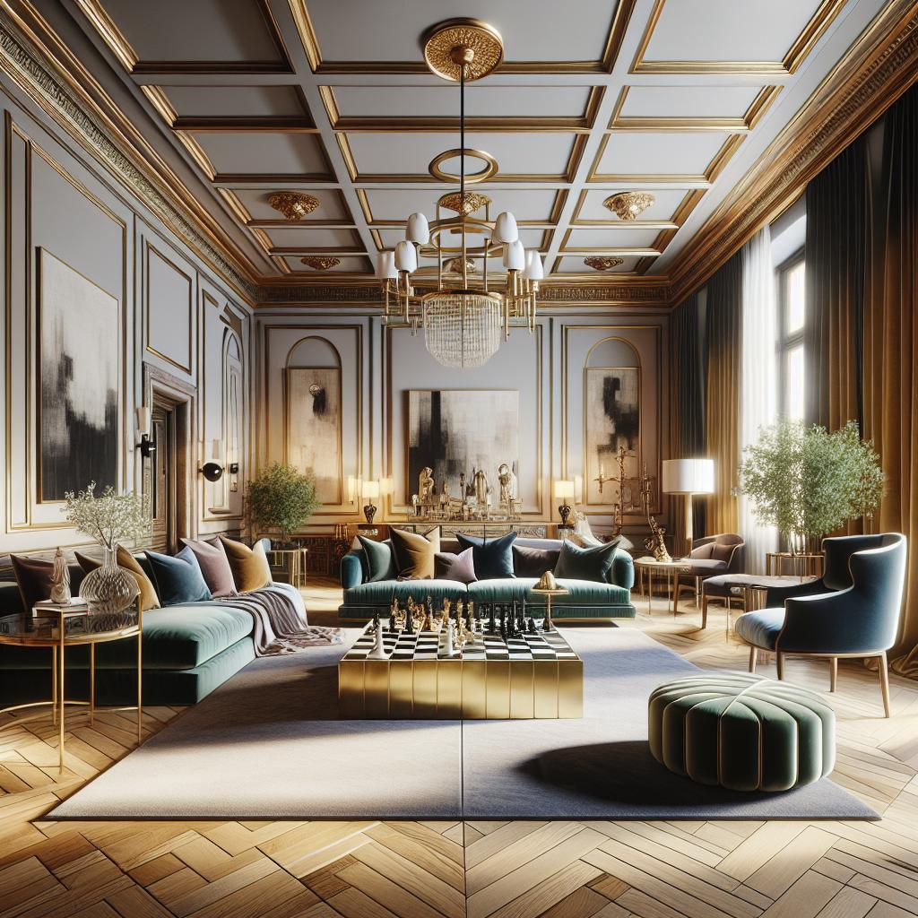 Fotobeschrijving: Moderne luxe interieur met Scandinavische minimalisme en hotel chic esthetiek.