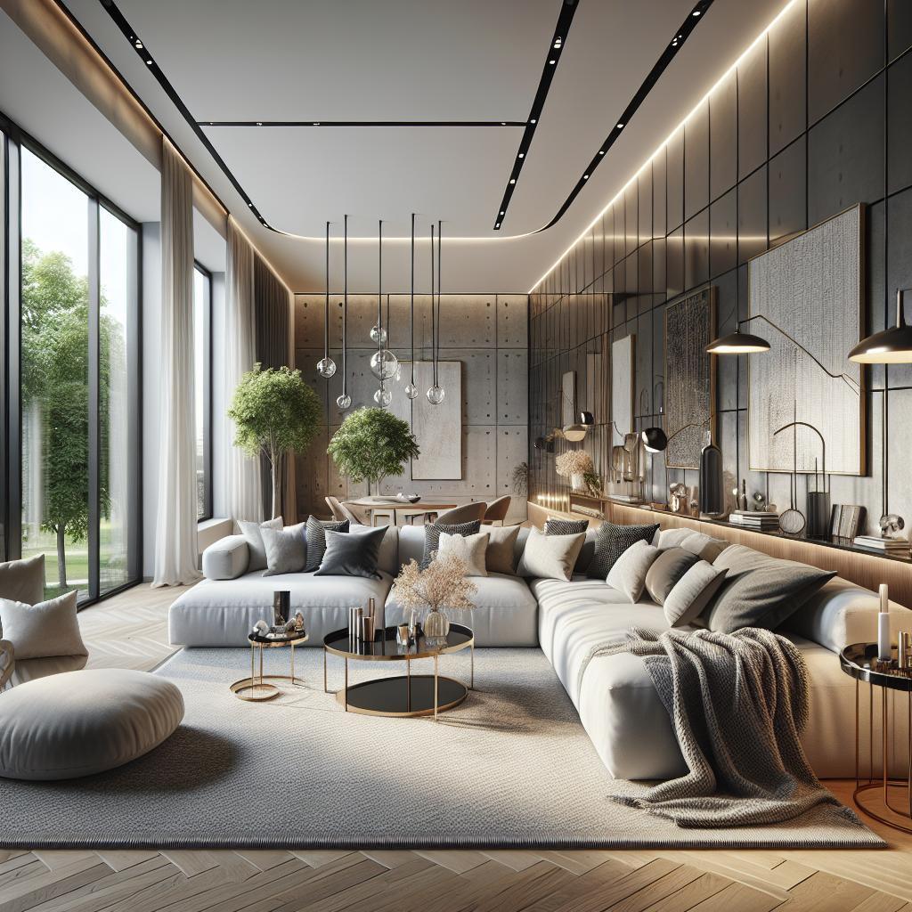 Hyperrealistic hoekbank in modern Scandinavisch hoekinterieur met luxe uitstraling.