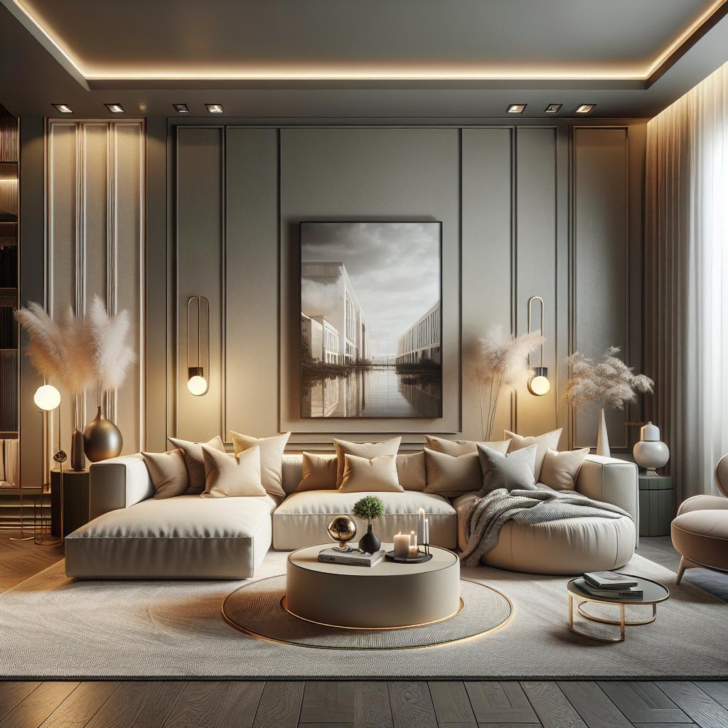 Hoekbank Beige in stijlvolle Scandinavische interieursetting met luxe uitstraling.