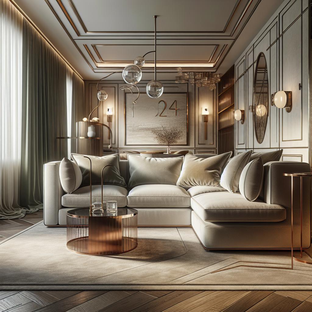 Hoekbank in Scandinavische stijl: luxueus Sofadesign in modern interieur.