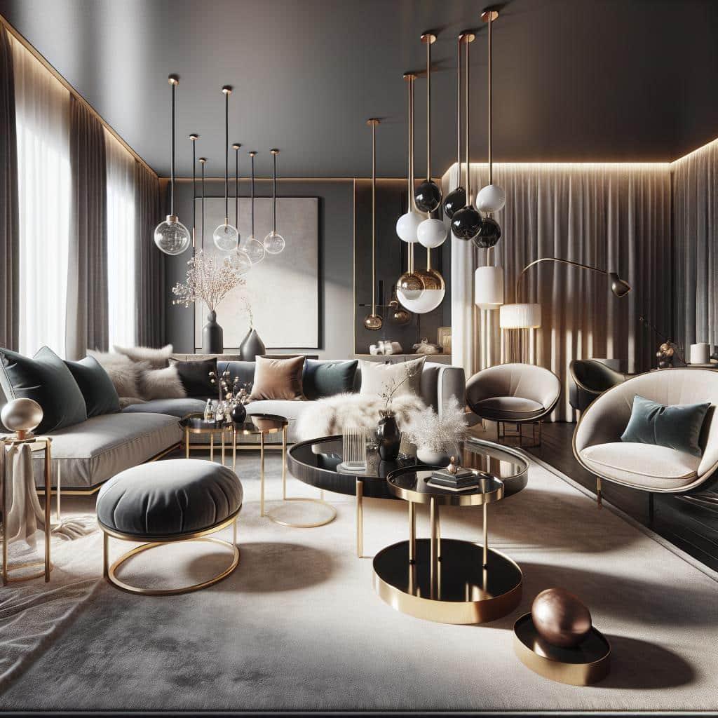 Fotografie van moderne Scandinavische interieuraccessoires met luxueuze elegantie in 2024.