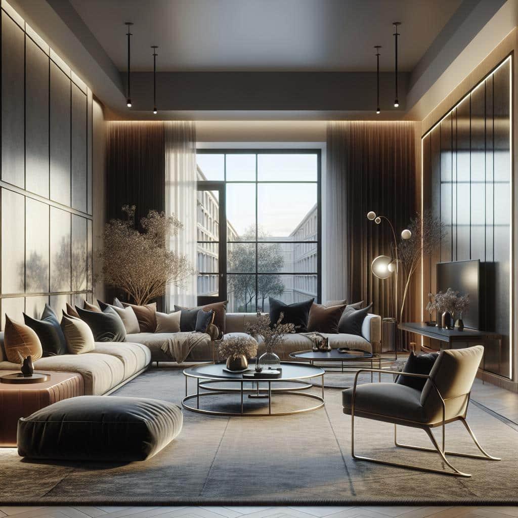 Fotografie van interieurontwerp 2025: Scandinavische eenvoud ontmoet hotel chic elegantie in woonkamer.