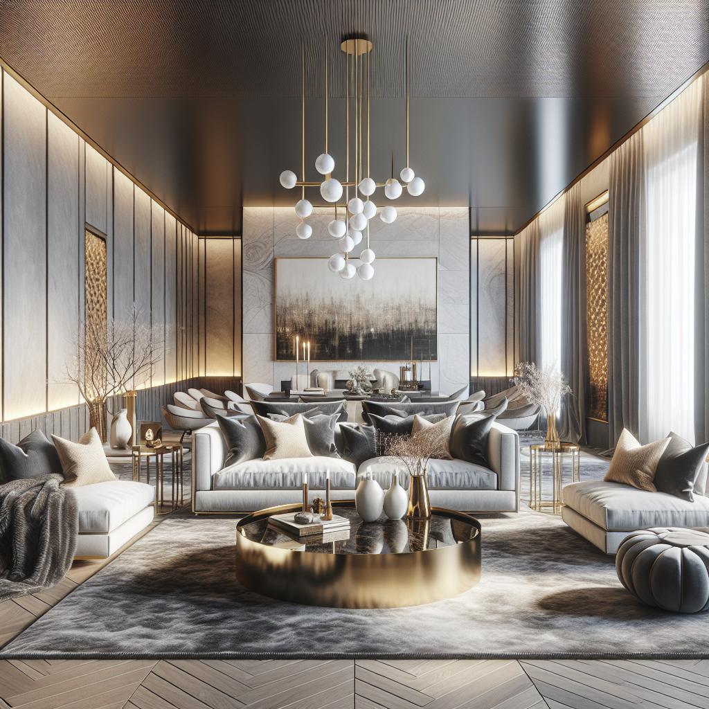 Hyperrealistische foto van futuristische mix van klassieke en moderne interieurtrends.