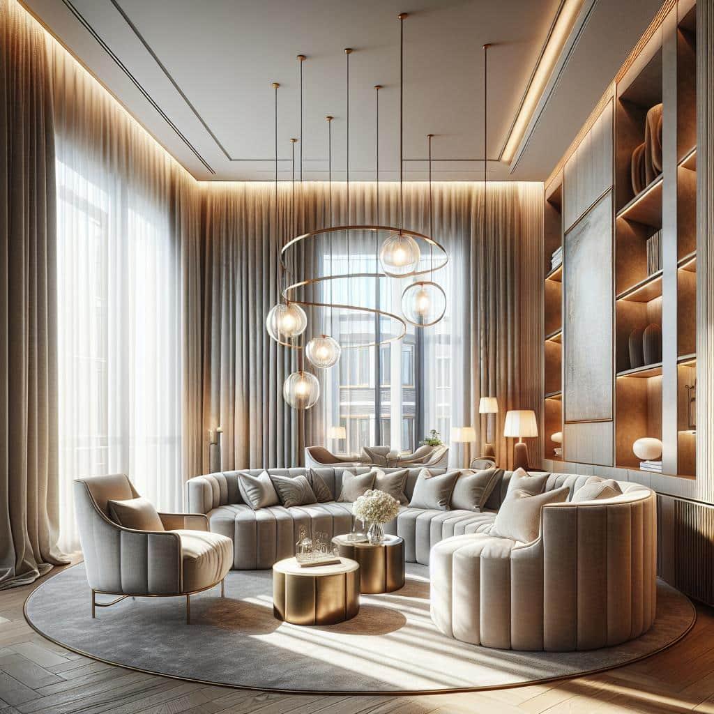 Hoekbank in luxe hotel chic interieur met Scandinavische eenvoud - Elegant hoekbank.