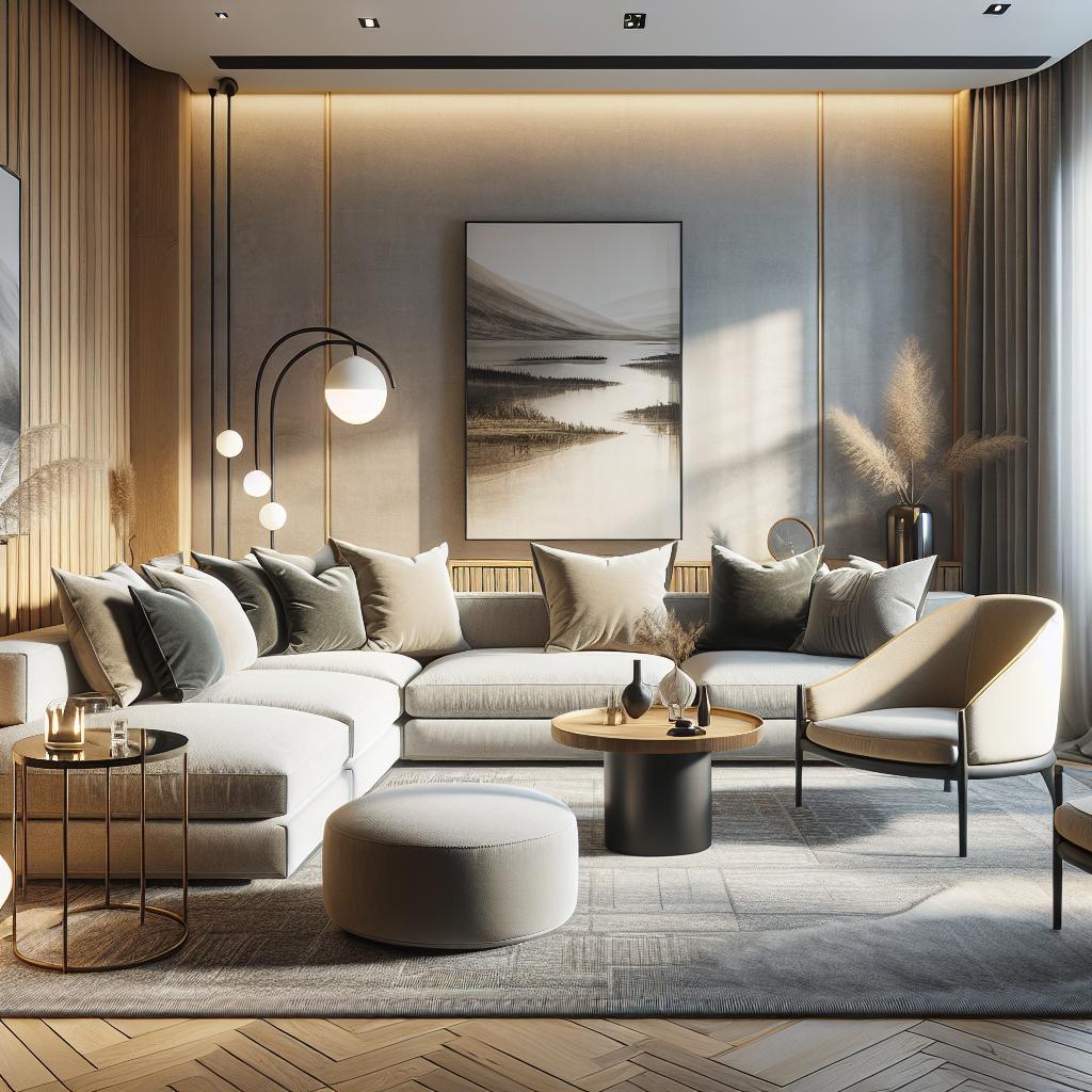 Foto van moderne hoekbank Leer 2025 in luxe hotelinterieur.