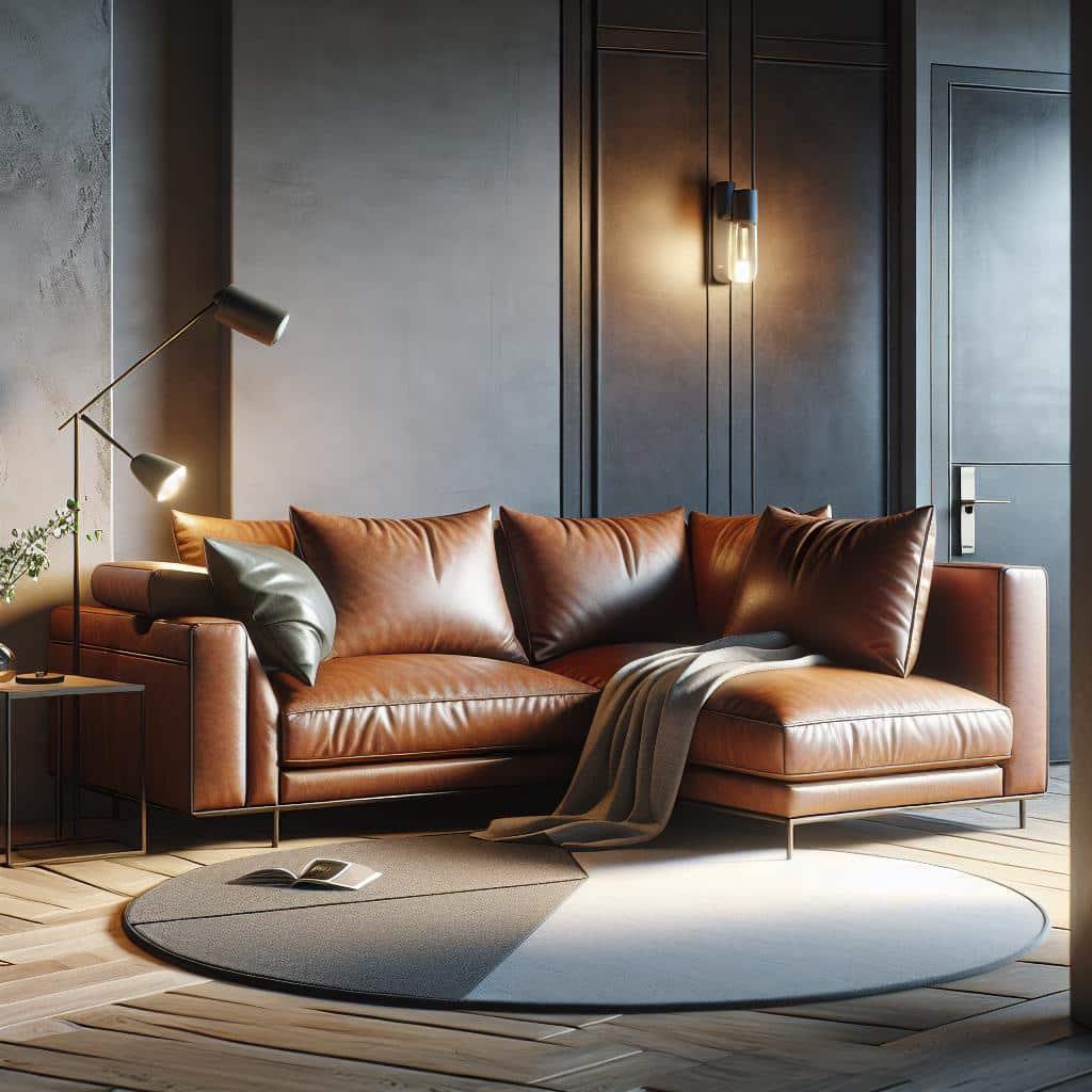 HoekbankXXL leather corner sofa in chic, modern Scandinavian interior with elegance.