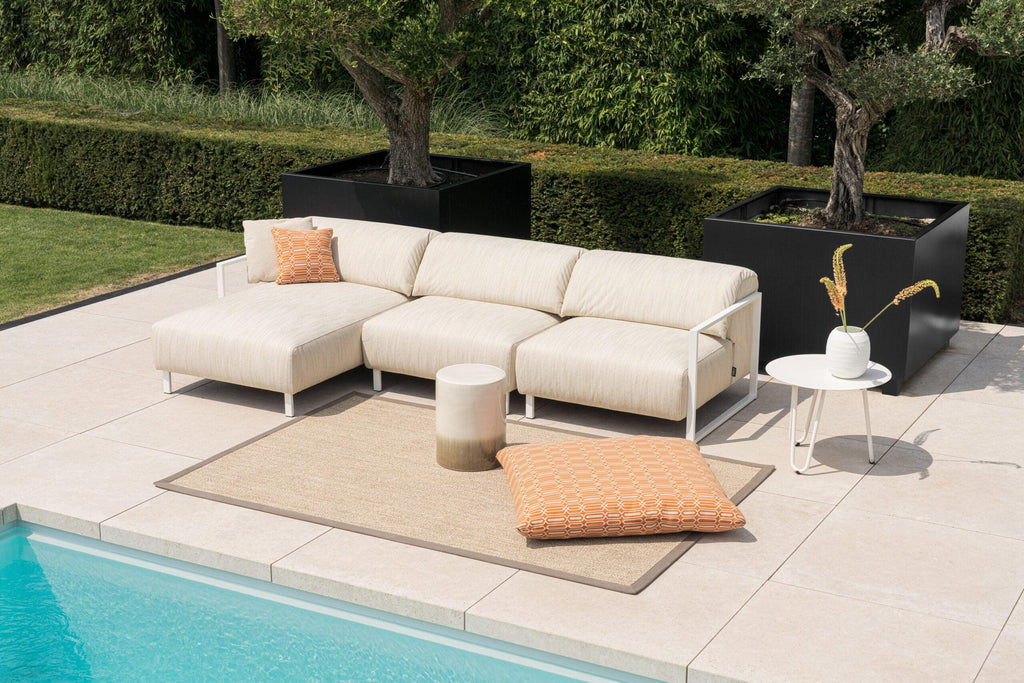 Bali loungebank tuin detail bekleding en metalen frame – HoekbankXXL