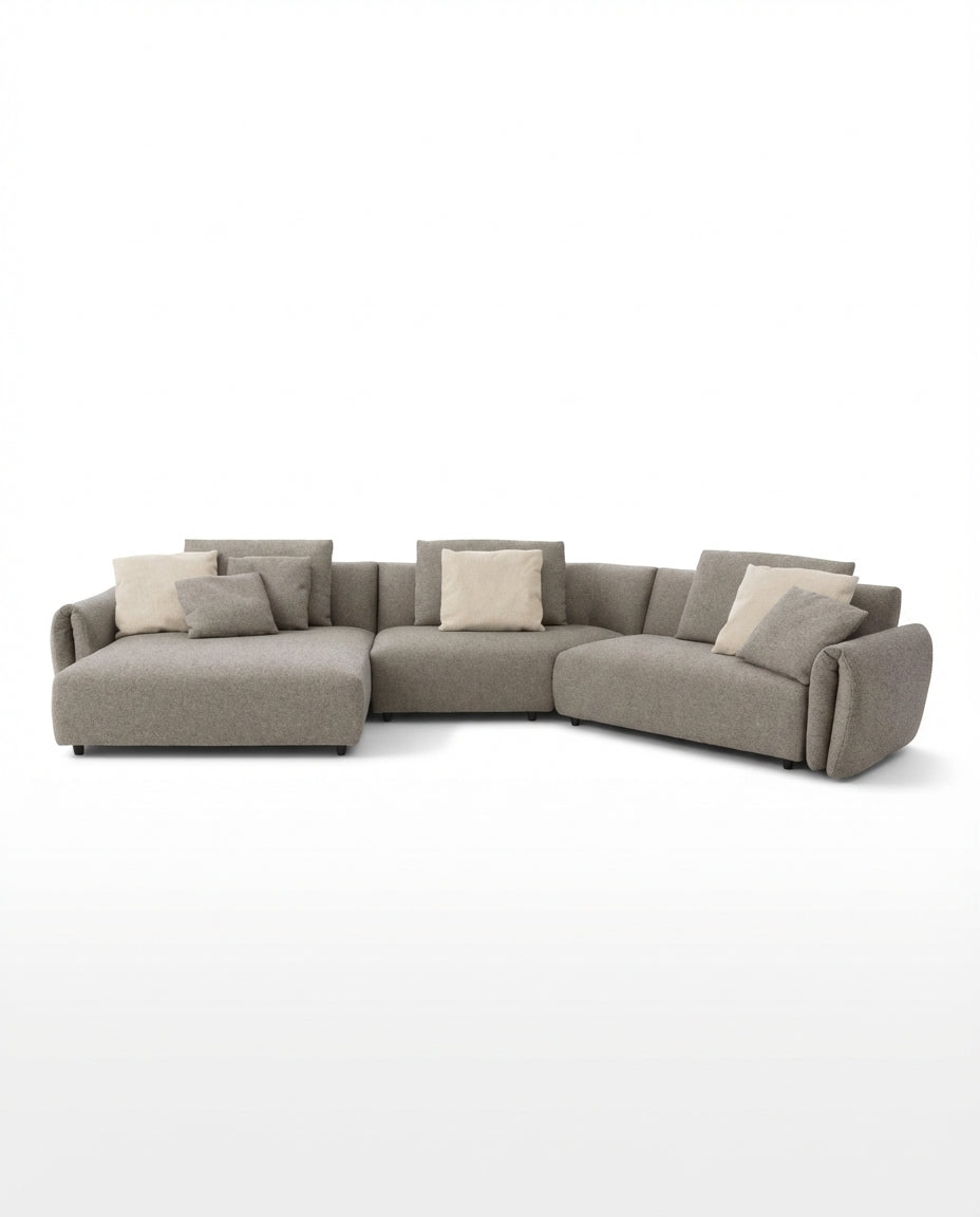 Grijs loungebankstel tuin van HoekbankXXL, met zachte kussens en een comfortabele, modulaire opstelling.
