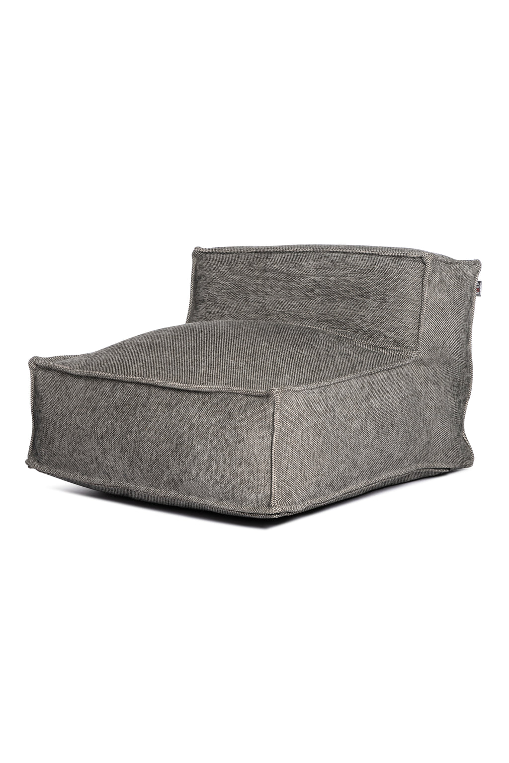 Silky eenzits loungestoel voor buiten van HoekbankXXL, met grijze gemêleerde stof en strakke lijnen.